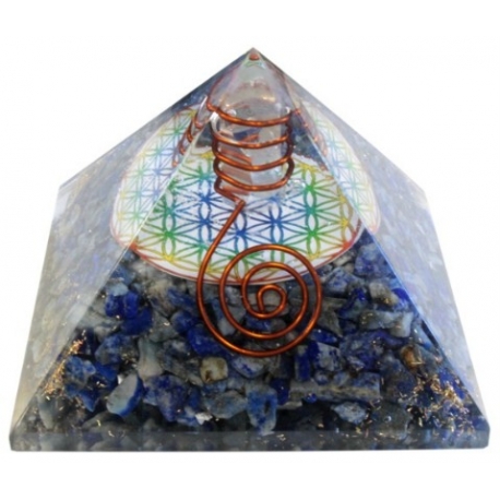 Orgonit-Pyramide Lapislazuli und Blume des Lebens