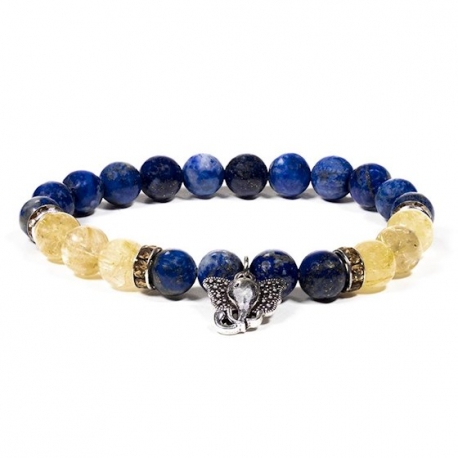 Bracelet Lapis lazuli et Quartz rutile - Ganesh
